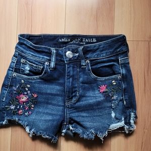 Distressed Floral American Eagle Shorts